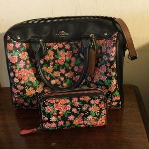 Floral Coach bag and card holder